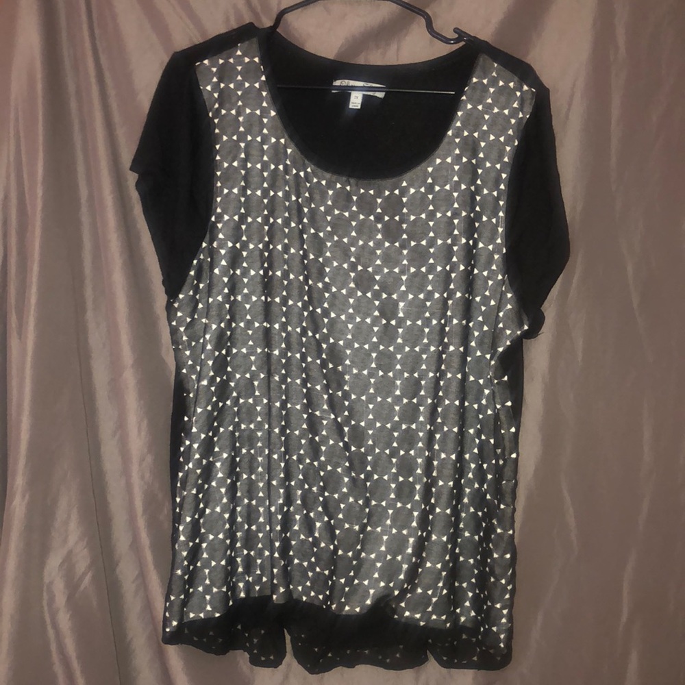 Black and dark grey blouse with circle designs